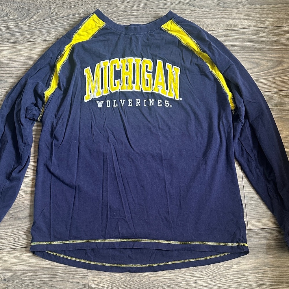Pro Edge Blue and Yellow Michigan Wolverines Long Sleeve Shirt